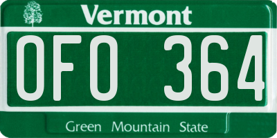 VT license plate OFO364