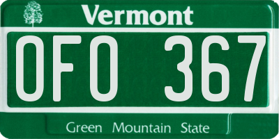 VT license plate OFO367