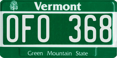 VT license plate OFO368