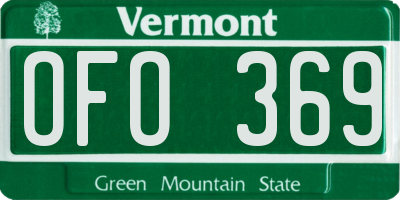 VT license plate OFO369