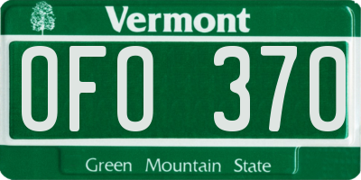VT license plate OFO370