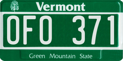 VT license plate OFO371
