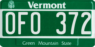VT license plate OFO372