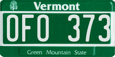 VT license plate OFO373