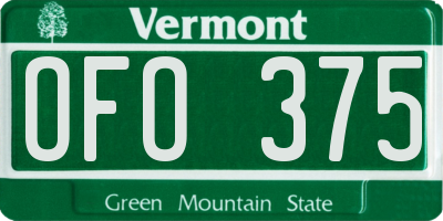 VT license plate OFO375