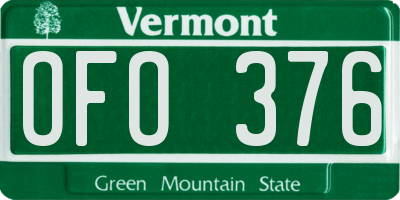 VT license plate OFO376