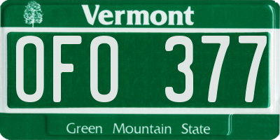VT license plate OFO377