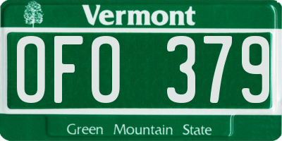 VT license plate OFO379