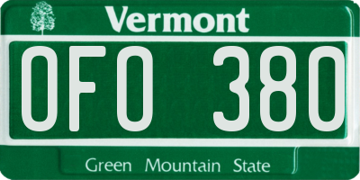 VT license plate OFO380