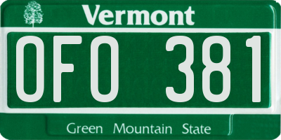 VT license plate OFO381