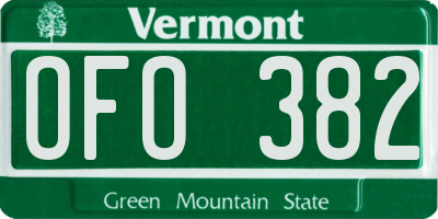VT license plate OFO382