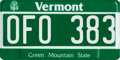 VT license plate OFO383