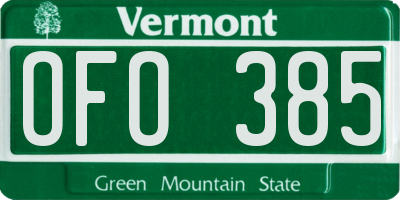VT license plate OFO385
