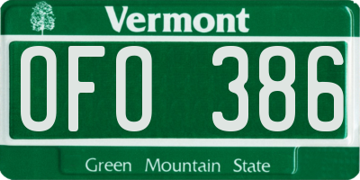 VT license plate OFO386