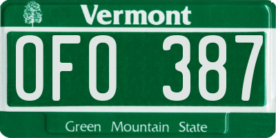 VT license plate OFO387