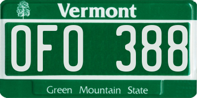VT license plate OFO388