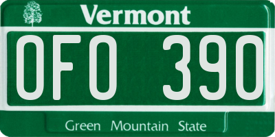 VT license plate OFO390