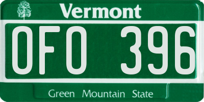 VT license plate OFO396