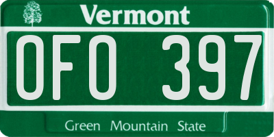 VT license plate OFO397