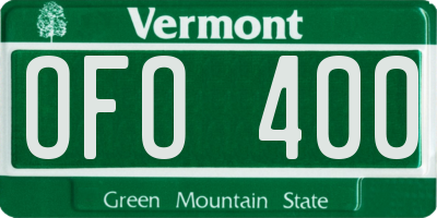 VT license plate OFO400