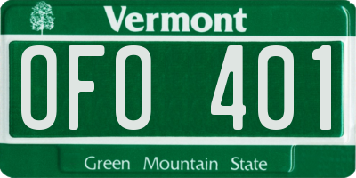 VT license plate OFO401