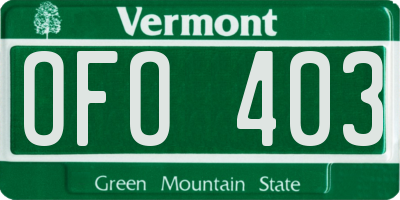 VT license plate OFO403