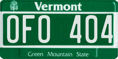 VT license plate OFO404