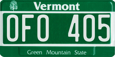 VT license plate OFO405