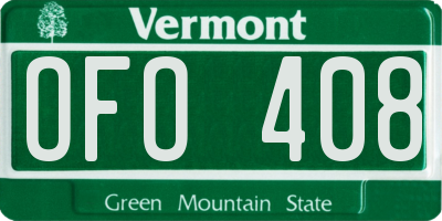VT license plate OFO408