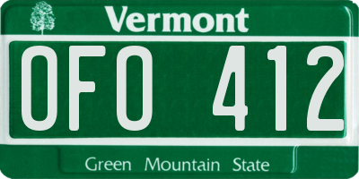 VT license plate OFO412