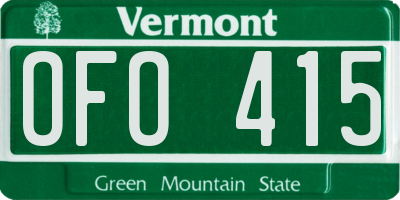 VT license plate OFO415