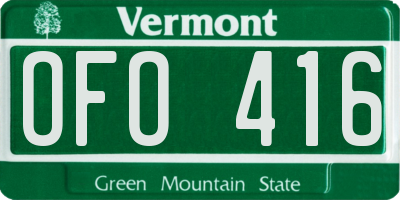 VT license plate OFO416