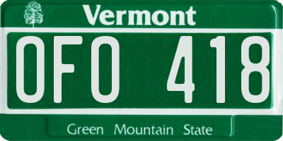 VT license plate OFO418