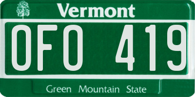 VT license plate OFO419
