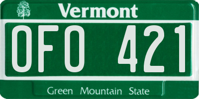VT license plate OFO421