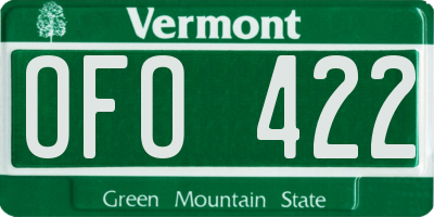 VT license plate OFO422