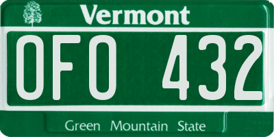VT license plate OFO432