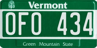 VT license plate OFO434