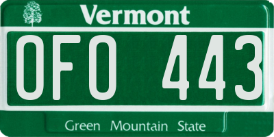 VT license plate OFO443