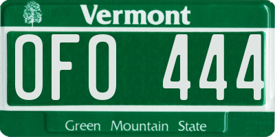 VT license plate OFO444