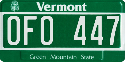 VT license plate OFO447
