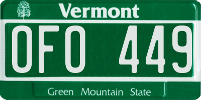 VT license plate OFO449