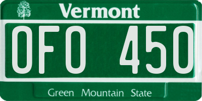 VT license plate OFO450