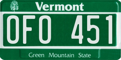 VT license plate OFO451