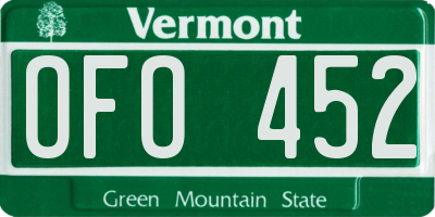VT license plate OFO452