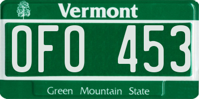 VT license plate OFO453