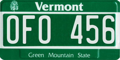 VT license plate OFO456