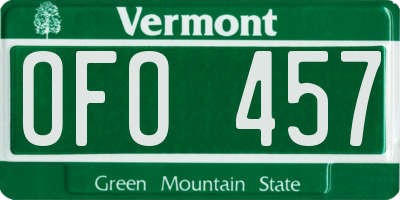 VT license plate OFO457