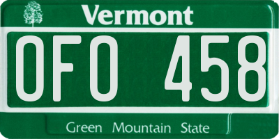 VT license plate OFO458