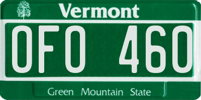 VT license plate OFO460